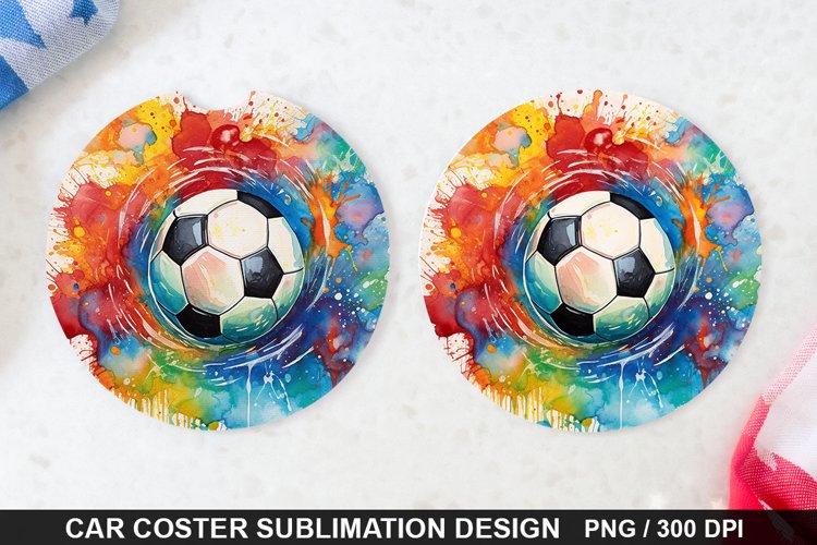 Soccer Ball Car Coaster - Coaster Sublimation Design