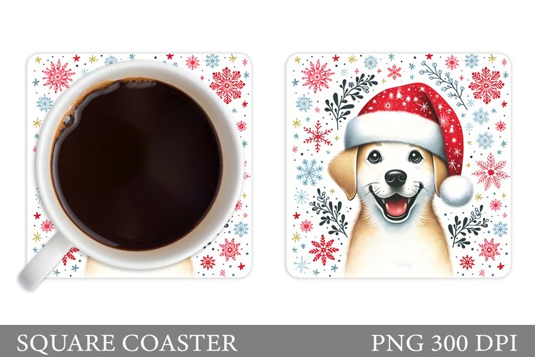 Cute Dog Coaster Design. Christmas Coaster Sublimation