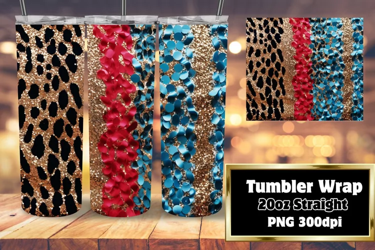20oz Tumbler 3D Glitter Cheetah Sublimation