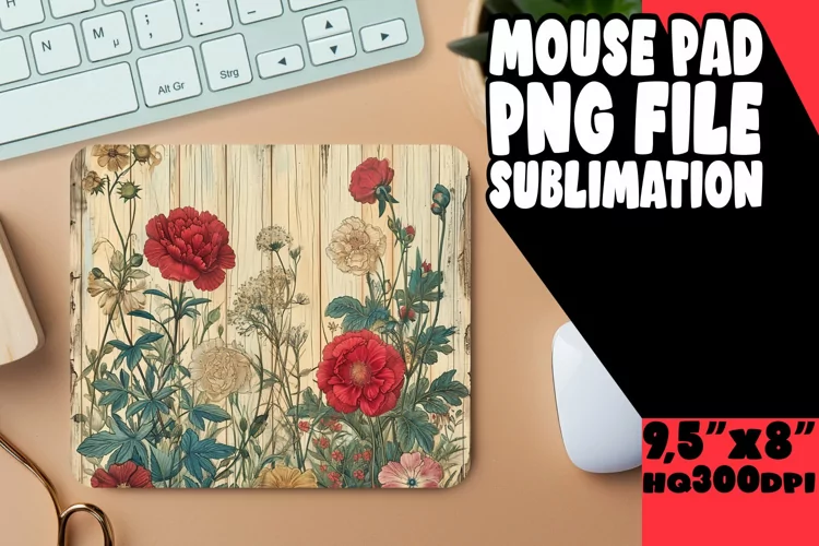 Vintage Blossom Pattern Mouse Pad