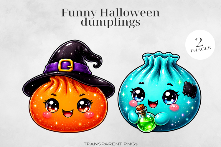 Cute Halloween Dumpling Clipart 2 PNGs