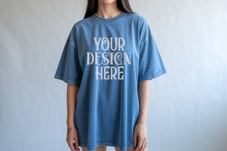 Blue Jean Comfort Colors 1717 T-shirt Mockups, Real Model Mo