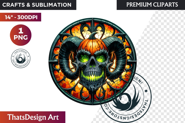 Gothic Jack O Lantern Clipart Horror Stained Glass Halloween