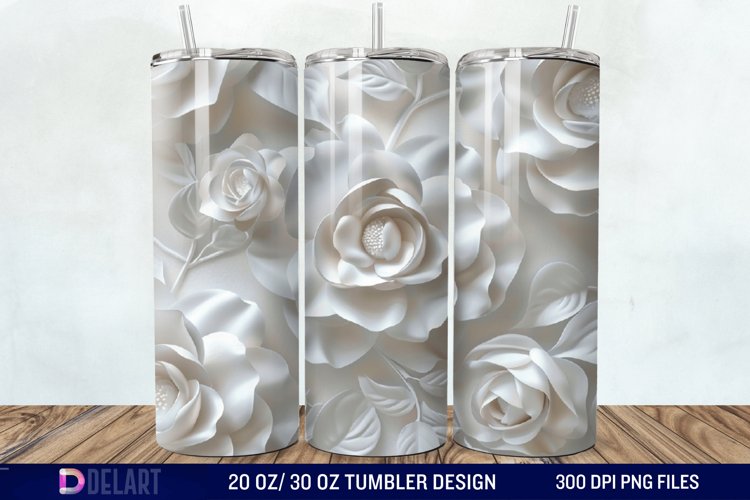 3D Flower Seamless Roses Tumbler Wrap example image 1