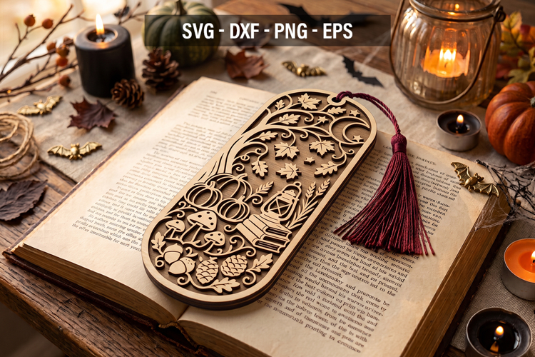 Fall Bookmark SVG, Pumpkin Laser Cut Bookmark, Autumn Book