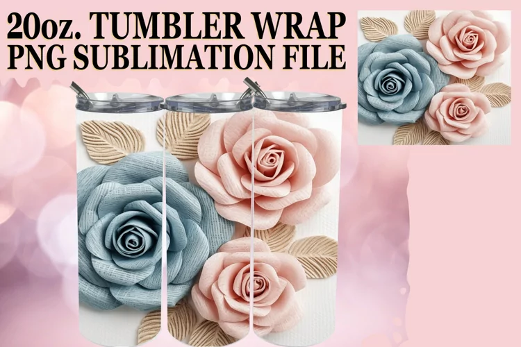 3D Flower Spectacle Tumbler Wrap Design