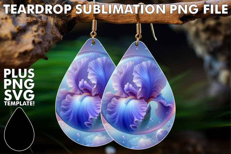 Luminous Teardrop Earrings PNG, 3D Flower