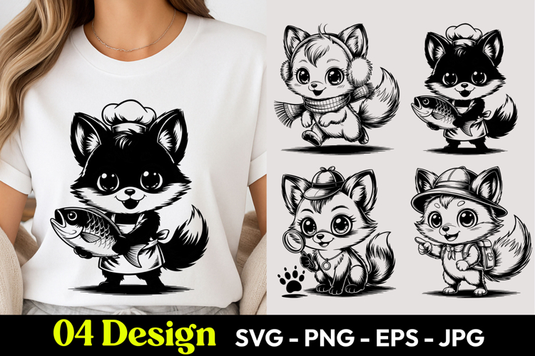 Cute Black Fox SVG PNG