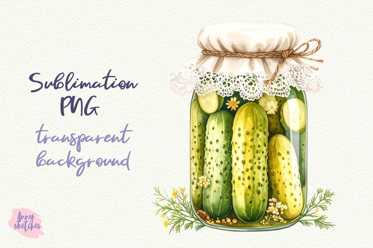 Cute Pickle Jar Sublimation Design Pickles PNG Cottagecore