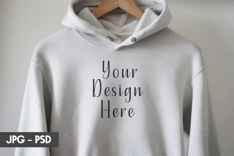 Light Grey Hoodie psd jpeg mockup