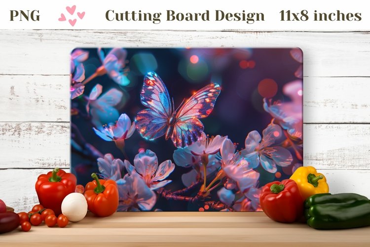 Floral Cutting Board, Holographic Butterfly Cutting Board