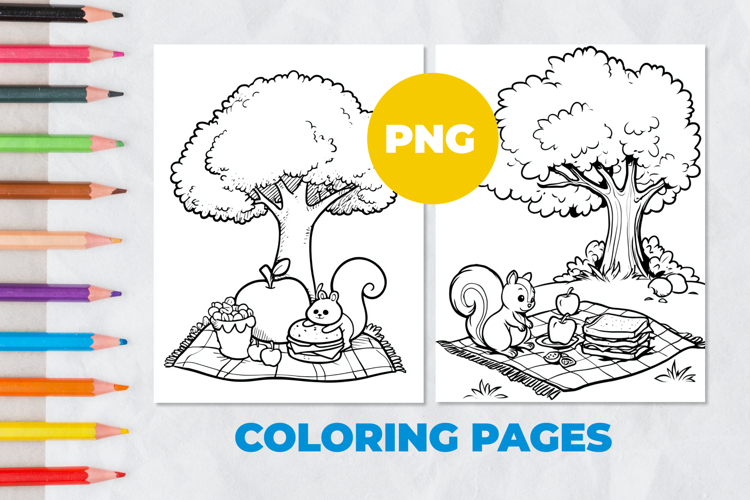 Squirrel on a picnic Coloring Pages | Coloring book