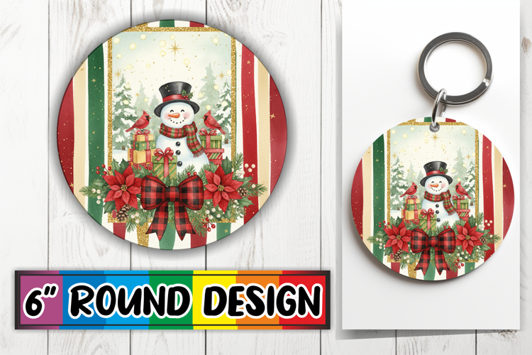 Radiant Circle Sublimation Keychains, Christmas
