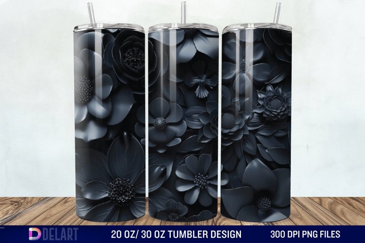 3d Dark floral Tumbler Wrap example image 1