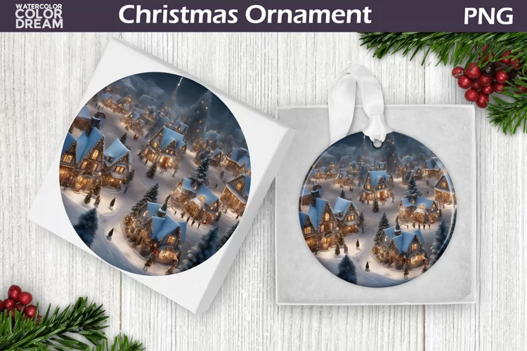 Vintage Christmas Ornament | Retro Christmas Coaster PNG