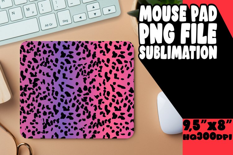 Stylish Glittery Leopard Print Mouse Pad Design PNG