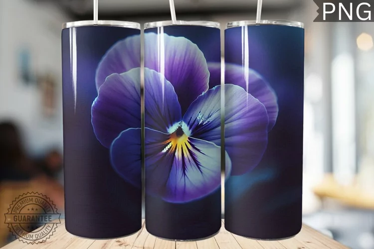 Pansy Flower Tumbler Wrap - Tumbler Design