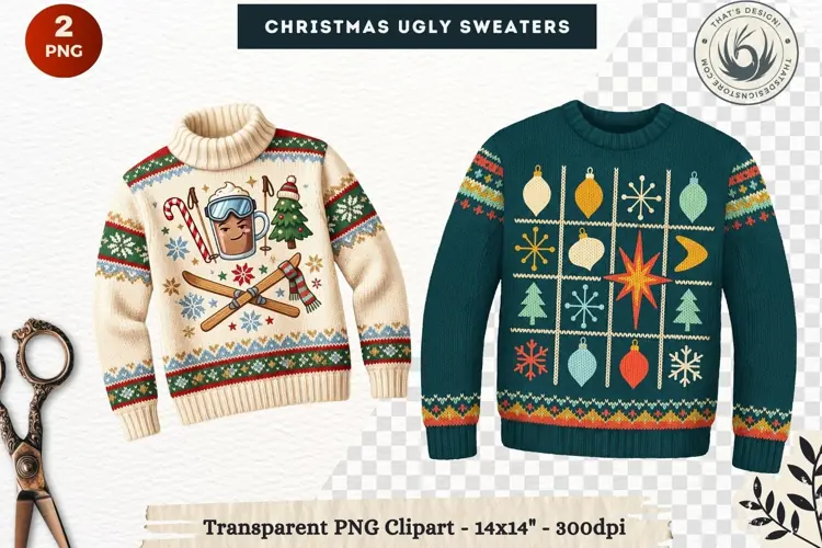 Christmas Ugly Sweaters Clipart Holiday Winter Sweater PNG