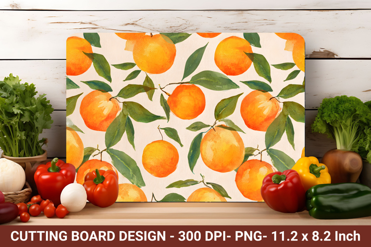 Watercolor Orange Pattern Cutting Board | Cutting Board png