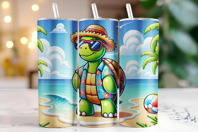Turtle on the Beach Tumbler Wrap | Sublimation | Tumblers