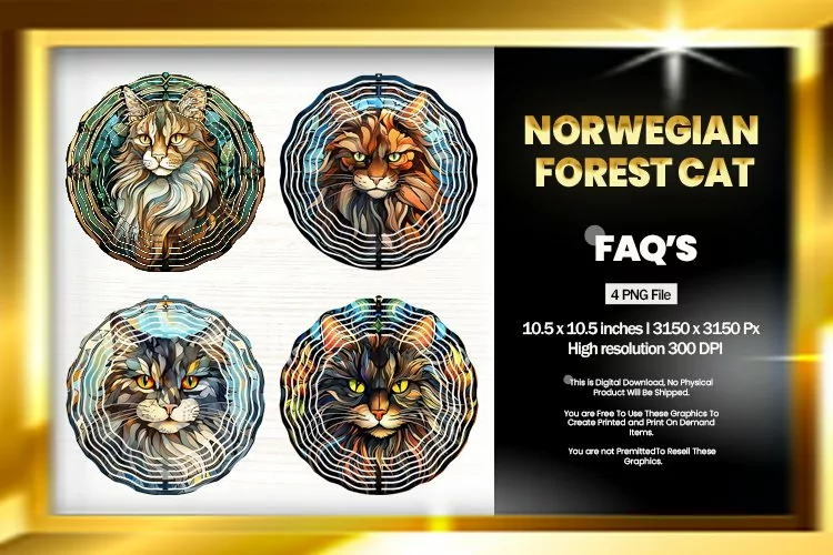 Norwegian Forest Cat Wind Spinner Sublimation -04 Variations