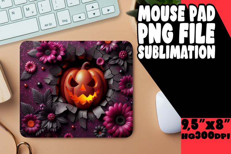 Joyful Mouse Pad PNG Design, 3D Pumpkin