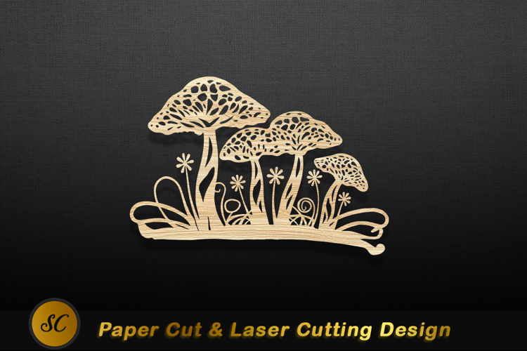 Intricate mushroom forest design nature wood Laser Cut