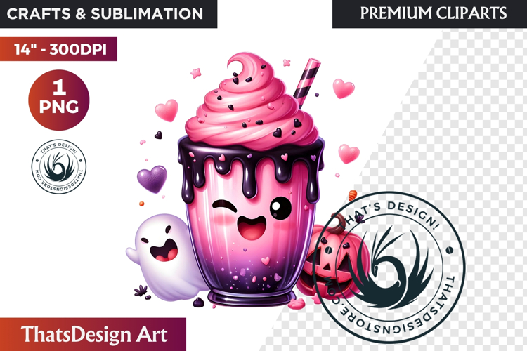 Pastel Goth Halloween Drinks - Kawaii Spooky Clipart PNG