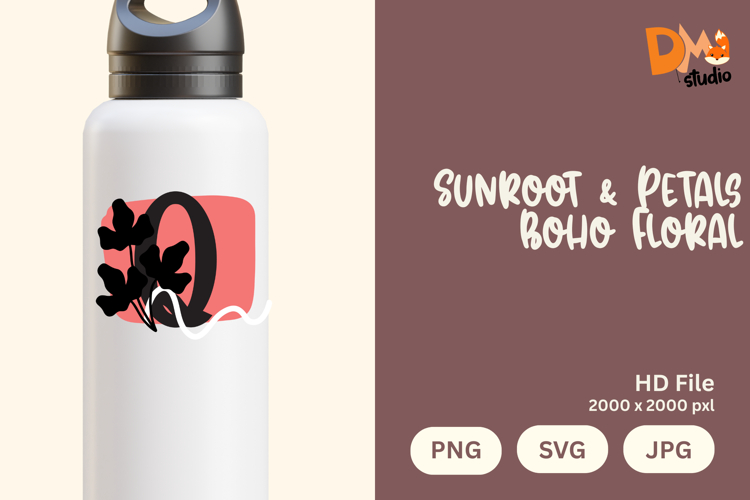 Sunroot   Petals Boho Floral Monogram