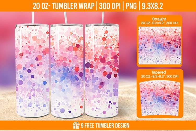 Confetti Tumbler Wrap Designs, Sublimation Wrap