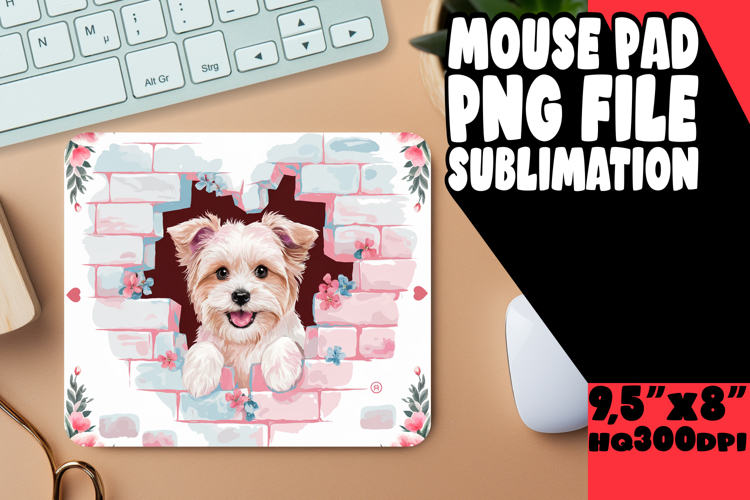 Joyful Mouse Mat Design PNG, Cute Dog