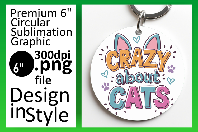 Elegant Circle Design Keychain Template , Cat Quote