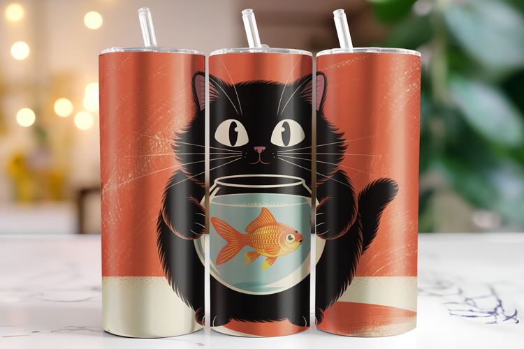 Black Cat Tumbler Wrap | Sublimation | Tumblers