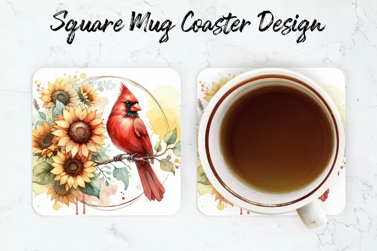 Cardinal bird Mug coaster | Coaster | Sublimation
