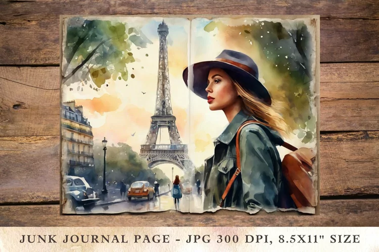 Printable Junk Journal Pages travelling girl 3