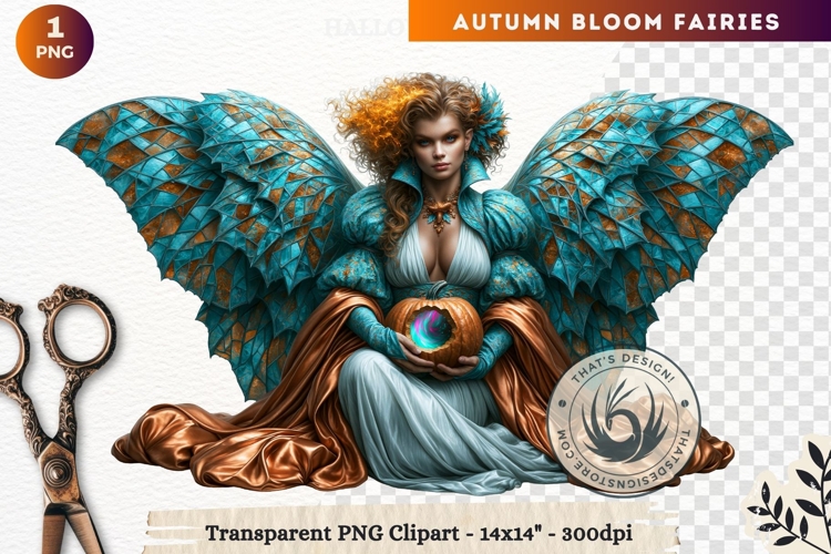 Autumn Bloom Floral Fairy Clipart, Mythical Fantasy PNG
