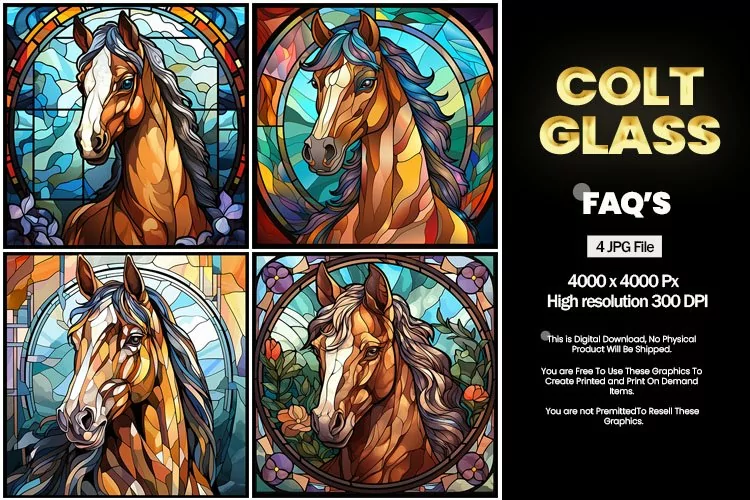 Colt Stained Glass Square Coaster - 04 Variations