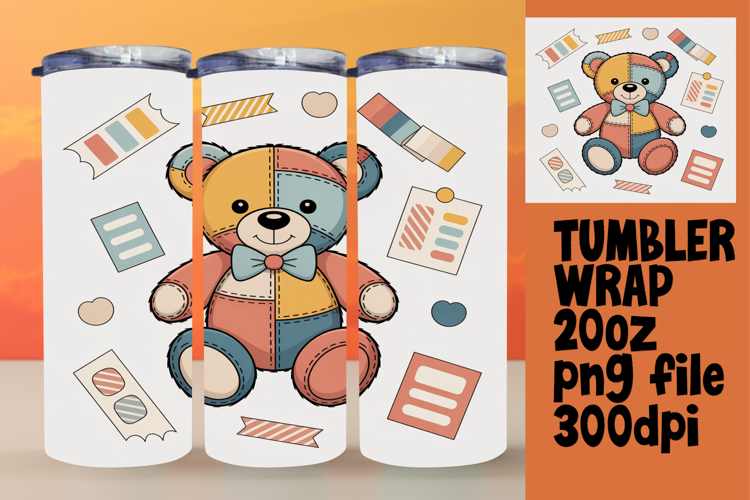 LIVELY 20oz Tumbler Wrap Design , Cute Bear