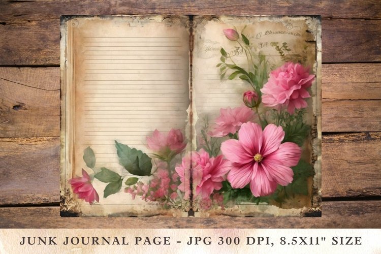 Printable Junk Journal Pages pink roses 8