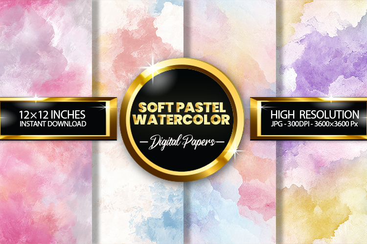 soft pastel watercolor Digital Papers - 04 variations