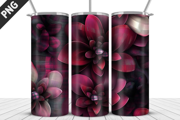 3D Daisy Flowers 20oz Tumbler Wrap | Sublimation Design example image 1
