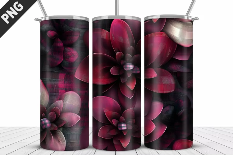 3D Daisy Flowers 20oz Tumbler Wrap | Sublimation Design