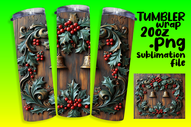 Bright 20oz Tumbler Wrap Design , Christmas