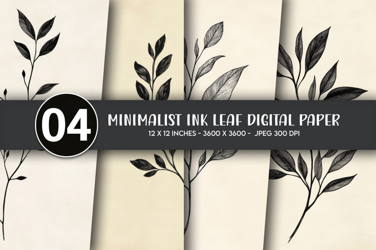Minimalist Ink Leaf Digital Paper