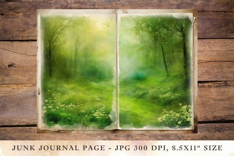 Printable Junk Journal Pages green forest 5 example image 1
