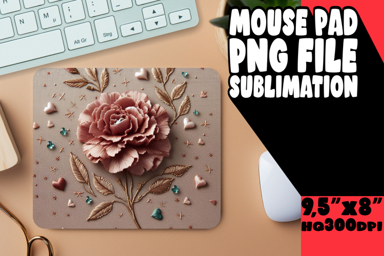 Whimsical Mouse Pad Design Sublimation, 3D Flower