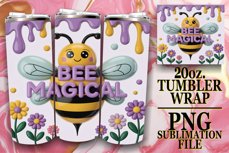 Sweet Joy 20oz tumbler wrap, Bee Quote