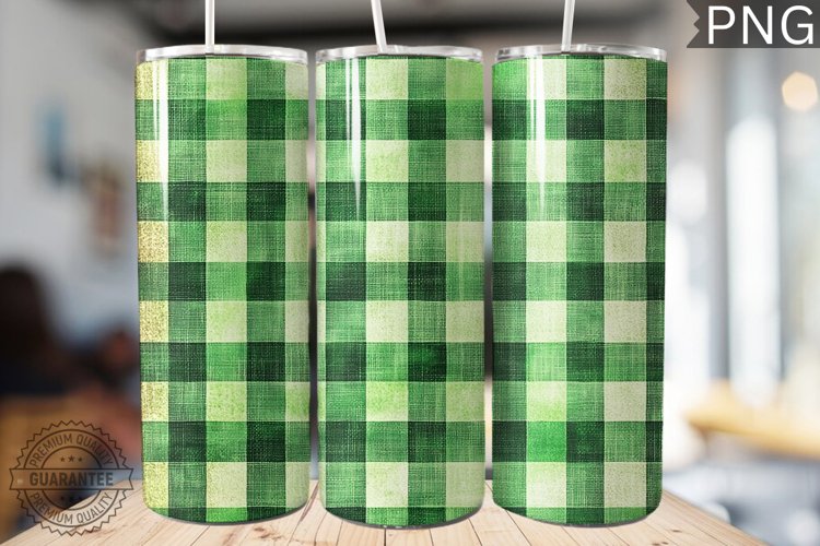 Green Plaid Tumbler Wrap - High Quality 300 Dpi