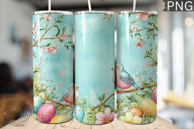 Spring Easter Tumbler Wrap - High Quality 300 Dpi