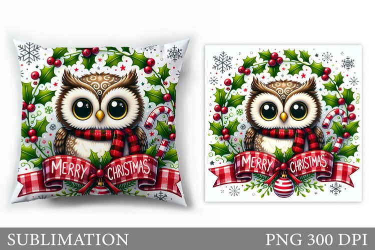 Christmas Owl Pillow Design. Christmas Pillow Sublimation